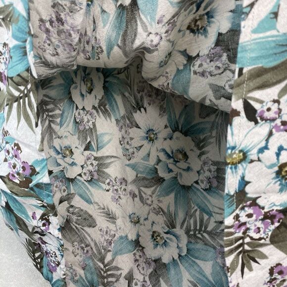 Womens Van Heusen Linen Floral‎ Maxi Skirt Size 4 Blue Tropical Flare - Picture 4 of 9